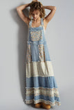 Vintage Washed Front Pocket Floral Contrast Dress