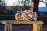 White Floral Upcycled Patchwork Duffel Bag