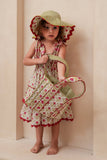 Genelia Layered Dress White with Red Floral Print