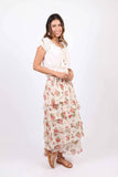 White Floral Ruffle Skirt