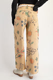 Floral Print Twill Pants
