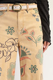 Floral Print Twill Pants