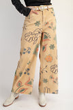 Floral Print Twill Pants