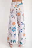 Floral Print Twill Pants