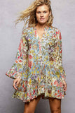 Ruffle Hem Bead Printed Woven Dress/Tunic