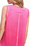 Dyed V-neck Raw Edge Tank Top