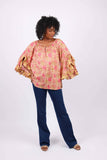 Rose Floral Flair-Sleeve Blouse