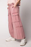 Mineral wash cargo wide leg pant