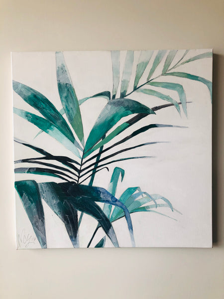 Teal palm painting