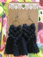 Boho macrame earrings round